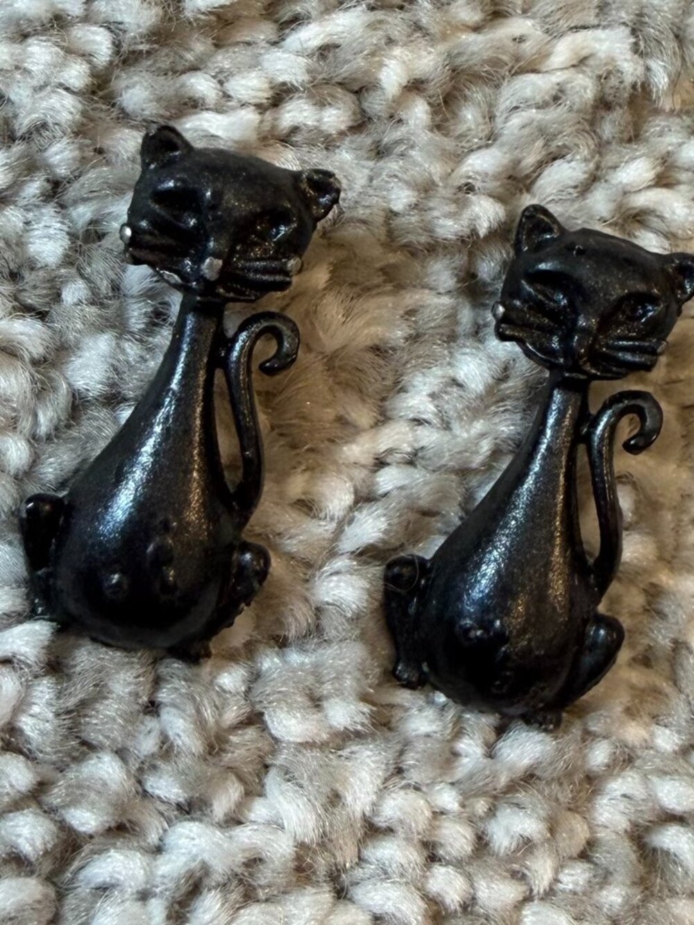 Vintage Black Cat Stud Earrings Halloween Gothic Retro Cute Small Kitty Pair